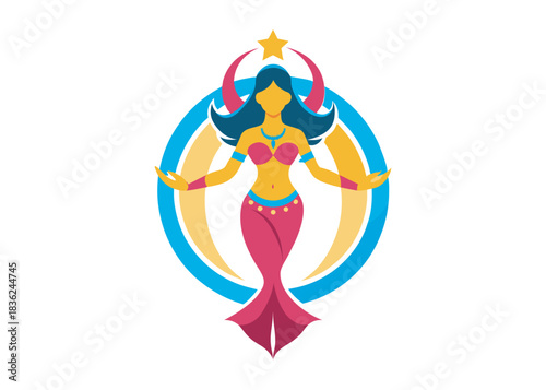 belly dance logo silhouette vector, belly dancer silhouette logo illustration design, silhouette woman oriental dancer, arabic traditional belly dance logo silhouettes vector on white background