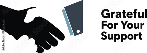 Grateful for your support handshake business concept thank you message for appreciation partnership