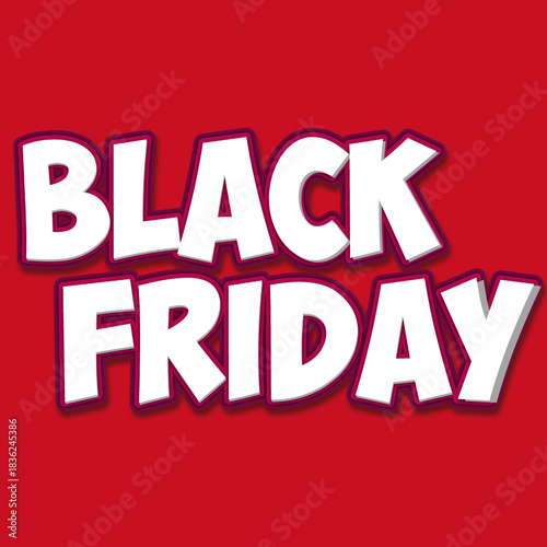 Bold white text with a purple outline announces Black Friday on a vibrant red background.