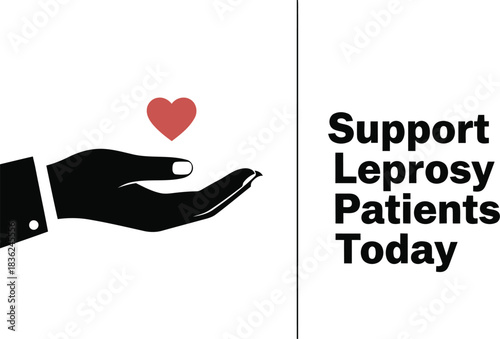 Support leprosy patients today hand holding heart icon world leprosy day awareness healthcare charity concept