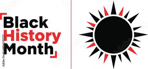 Black history month celebration graphic with sun icon recognize heritage culture