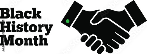 Black history month celebration unity and partnership symbolized by handshake icon