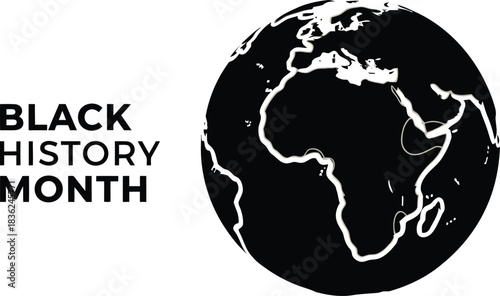 Black history month celebration global unity heritage with earth icon