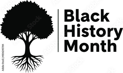 Black history month tree of life silhouette with roots celebration of heritage and culture