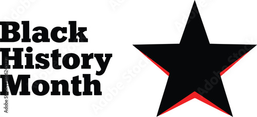 Black history month celebration bold text star graphic honoring heritage culture