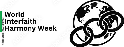 World interfaith harmony week logo global unity peace and understanding vector illustration