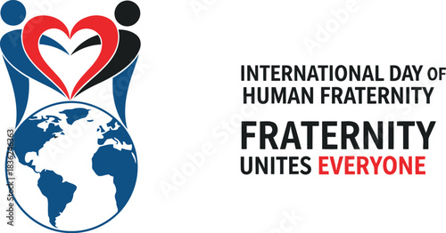 International day of human fraternity unity love and global connection earth and people illustration
