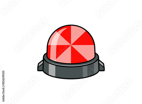 Red Rotating Beacon Light With Gray Base Isolated On Black Background Minimalist Style