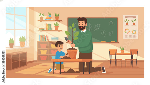 Teacher Giving Lesson In Classroom Setting.