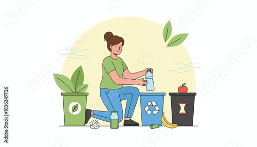 Person Recycling and Sorting Waste for Environmental Cleanup.