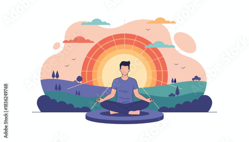 Mindful Meditator in Serene Outdoor Setting.