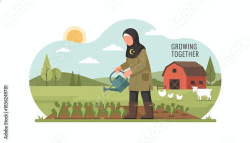 Farmer Tending Seedlings In A Field.