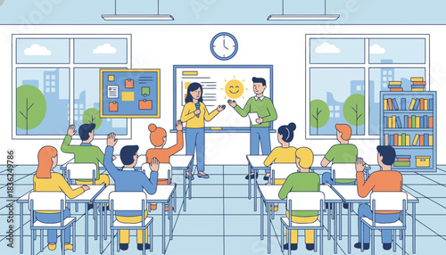 Educator Leading Lesson in Classroom with Students.