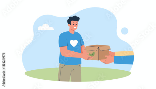 Delivery Person Handing Over Package to Recipient.