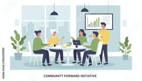 Group of professionals collaborating during a business meeting.