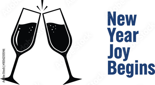 Cheers to new year joy begins festive champagne toast with sparkling celebration text