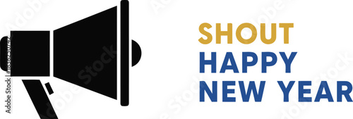 Megaphone announcing happy new year celebration festive greeting design