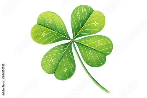 Vibrant Four Leaf Clover Simple Graphic Symbolizing Luck Fortune and Saint Patrick's Day isolated on transparent background 