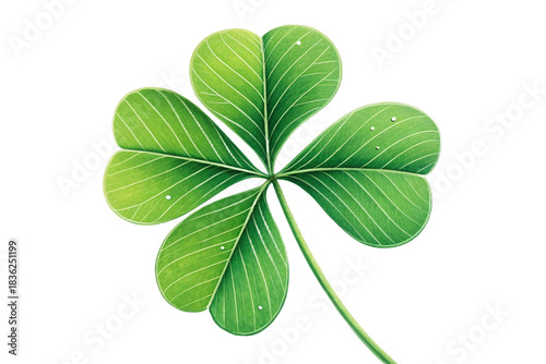 Vibrant Four Leaf Clover Simple Graphic Symbolizing Luck Fortune and Saint Patrick's Day isolated on transparent background 