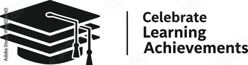 Graduation cap icon celebrate learning achievements text education success and academic milestone design