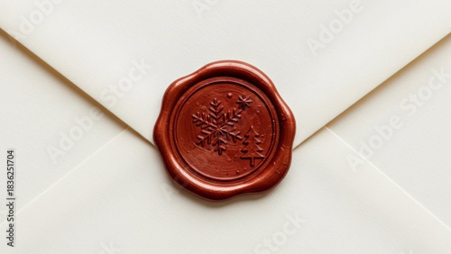 Winter holiday wax seal on envelope for christmas card invitation and festive season greetings design