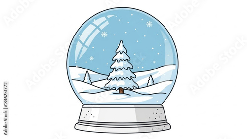 Snow globe christmas tree winter scene holiday decoration festive ornament collectible souvenir illustration