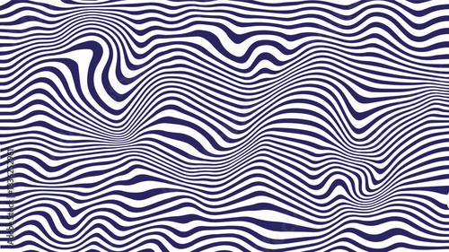 Wavy black and white stripes optical illusion pattern