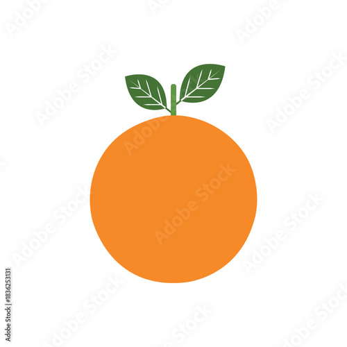 Minimal Orange Fruit Icon – Simple Round Citrus Vector Design