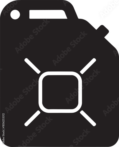 Fuel Container Icon Silhouette, Gas Can Vector, Jerry Can Symbol for Safety and Storage