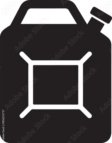 Fuel Container Icon Silhouette, Gas Can Vector, Jerry Can Symbol for Safety and Storage