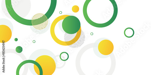 Green and yellow circle banner background. Vector abstract graphic design banner pattern background template.