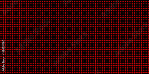 Red dotted halftone background with white base.