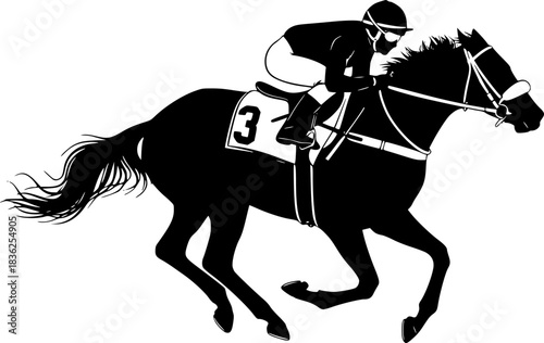 Racing horse jockey silhouette vector