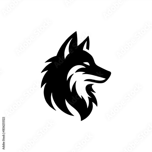 simple stencil Silhouette of wolf dog siberian husky alaskan malamute	