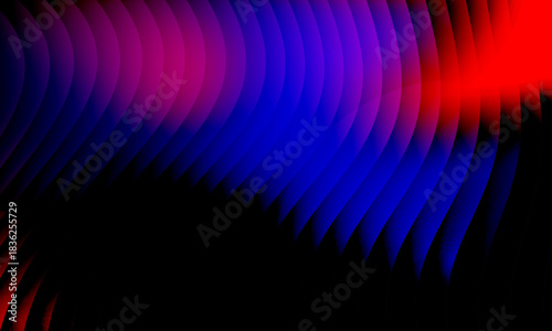 Neon ripple glass gradient in magenta, violet, ember orange on deep midnight. Sharp ribbed distortion, cinematic glow; futuristic texture background, vector illustration