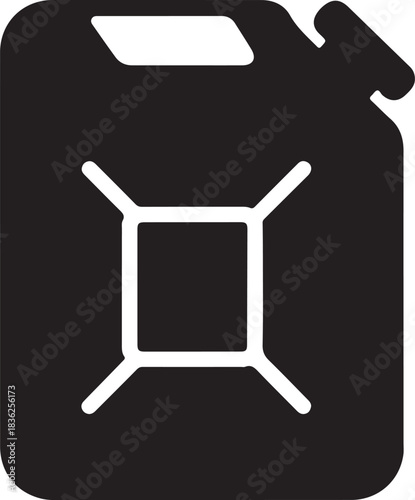 Fuel Container Icon Silhouette, Gas Can Vector, Jerry Can Symbol for Safety and Storage