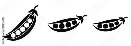 Fresh pea pods in minimalist black and white design create a natural and organic feel for healthy eating promotions and springtime menus, perfect for culinary designs and vegetarian themes