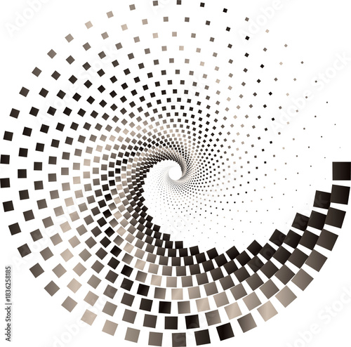 Fotografie Abstract spiral design with squares in shades of brown and transparent backgroun