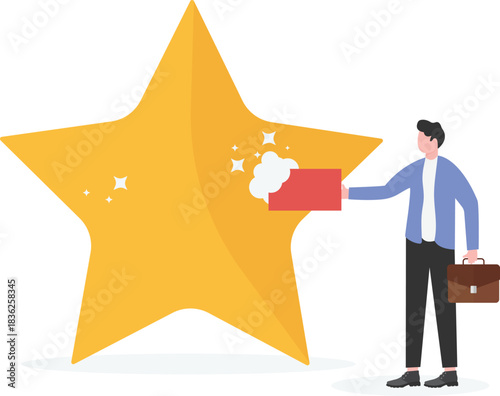 Businessman cleaning star, eps 10
