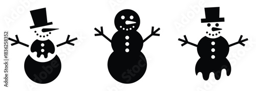 Festive snowmen silhouettes for holiday cheer and winter crafting projects, perfect for invitations, decorations, and seasonal designs, spreading joy and warmth all season long