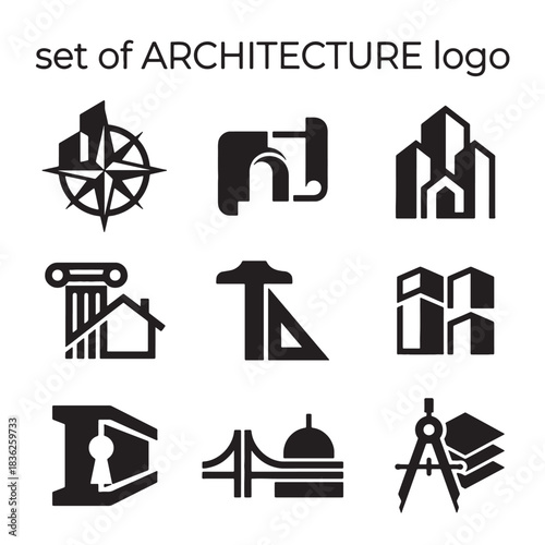 Comprehensive Set of Architecture Logo Icons for Modern Design, Construction, and Urban Branding. This Vector Building collection offers a Professional and clean look.