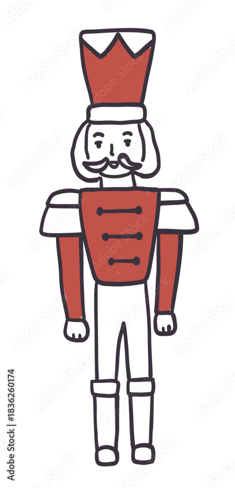 Fototapeta premium Christmas hand drawn nutcracker character on transparent backgroubd