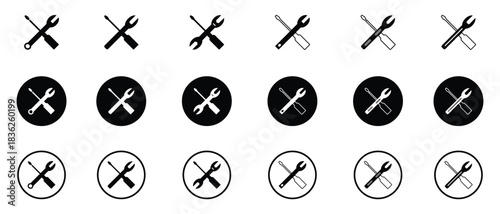Repair and Service Tools Vector Icons Set