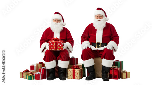 Happy Santa Claus with Gifts and Sack