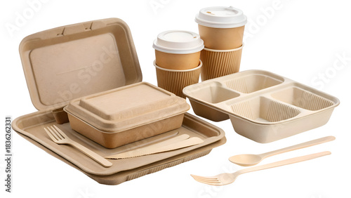 Biodegradable & Compostable Eco-Friendly Food Packaging Set: Plates, Cups, Containers, and Cutlery