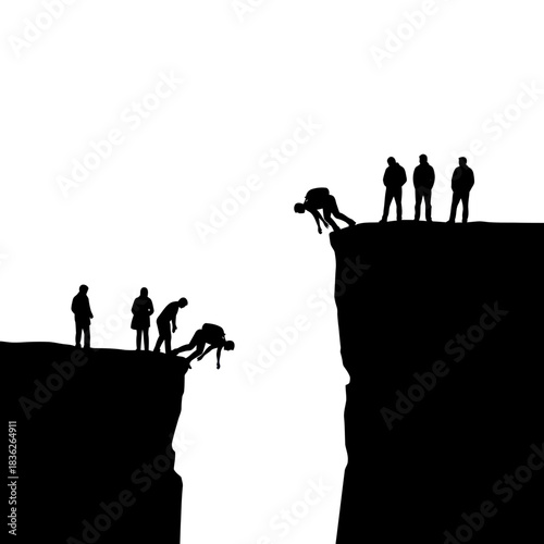 People helping each other to overcome challenges and achieve goals together.