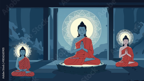 Melodic Hawaiian k?puna using smart ukulele tuner with biracial in vector style. Features hibiscus and ocean palette. website backgrounds, presentation templates, branding materials, digital d...