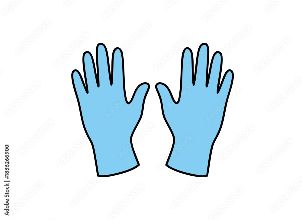 Obraz premium Two Light Blue Hands Facing Forward Isolated on Black Background