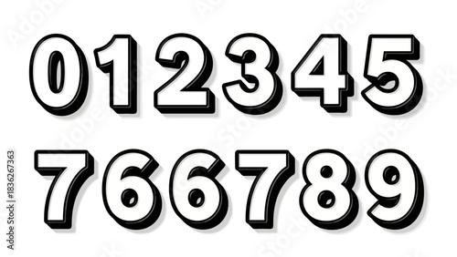 Bold and Playful Numeric Characters Outline Font with Depth