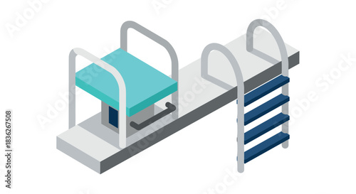 Minimalist isometric diving board illustration for swimming pool design